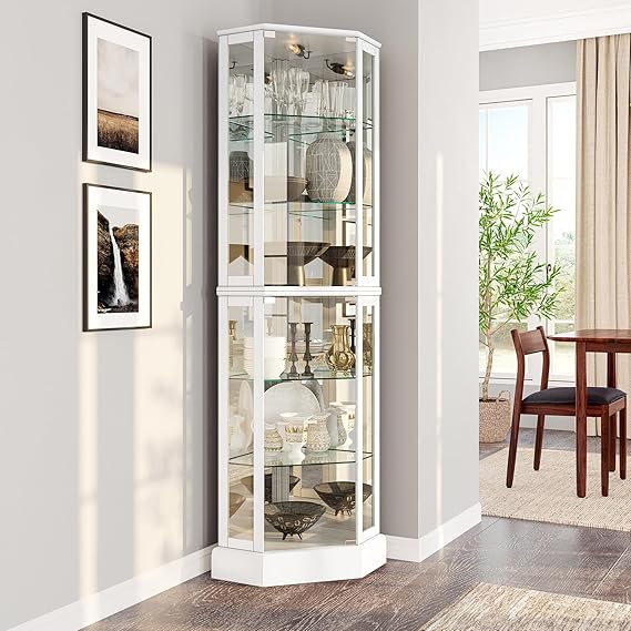 Corner Curio Cabinet with Glass Doors
