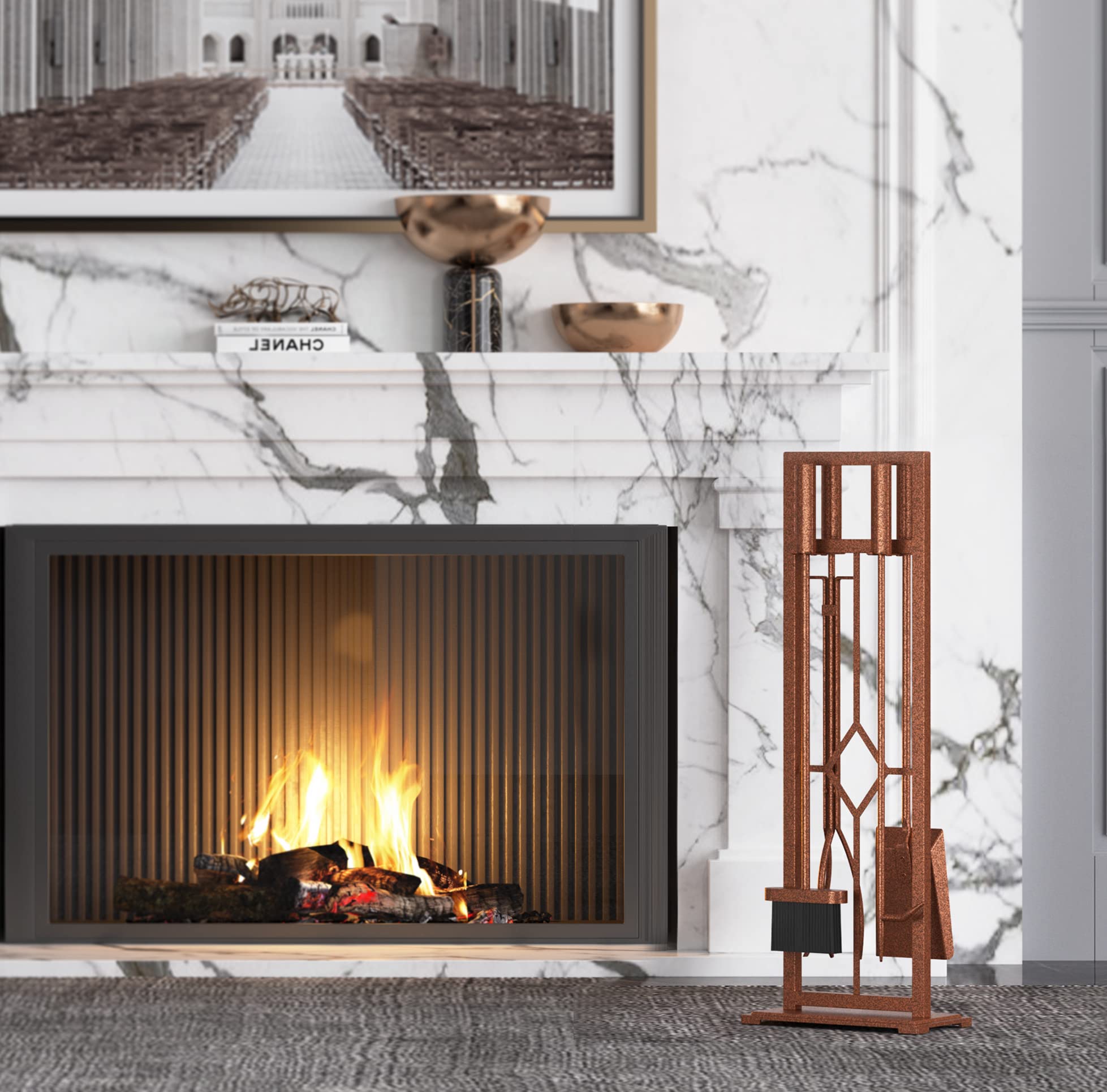5-Piece Wrought Iron Fireplace Tool Set