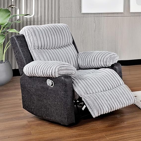 Reclining Sofa Sets, 3 Seater Reclining Couch and Loveseat with Coffee Table, Storage Console, Cup Holders, Corduroy Manual Oversized Recliner Chair with Soft Cushion for Living Room (Black,3PCS)