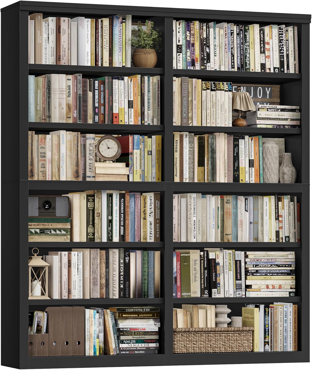 Large White Bookshelf with 12 Shelves