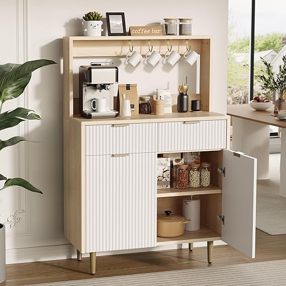 Fluted Sideboard Buffet Cabinet with Storage