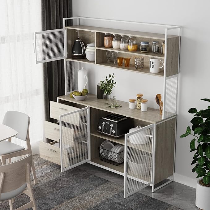 Kitchen Hutch Pantry Cabinet with 6 Drawers
