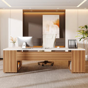 85.8-Inch L-Shaped Executive Desk with File Drawers and Cabinet