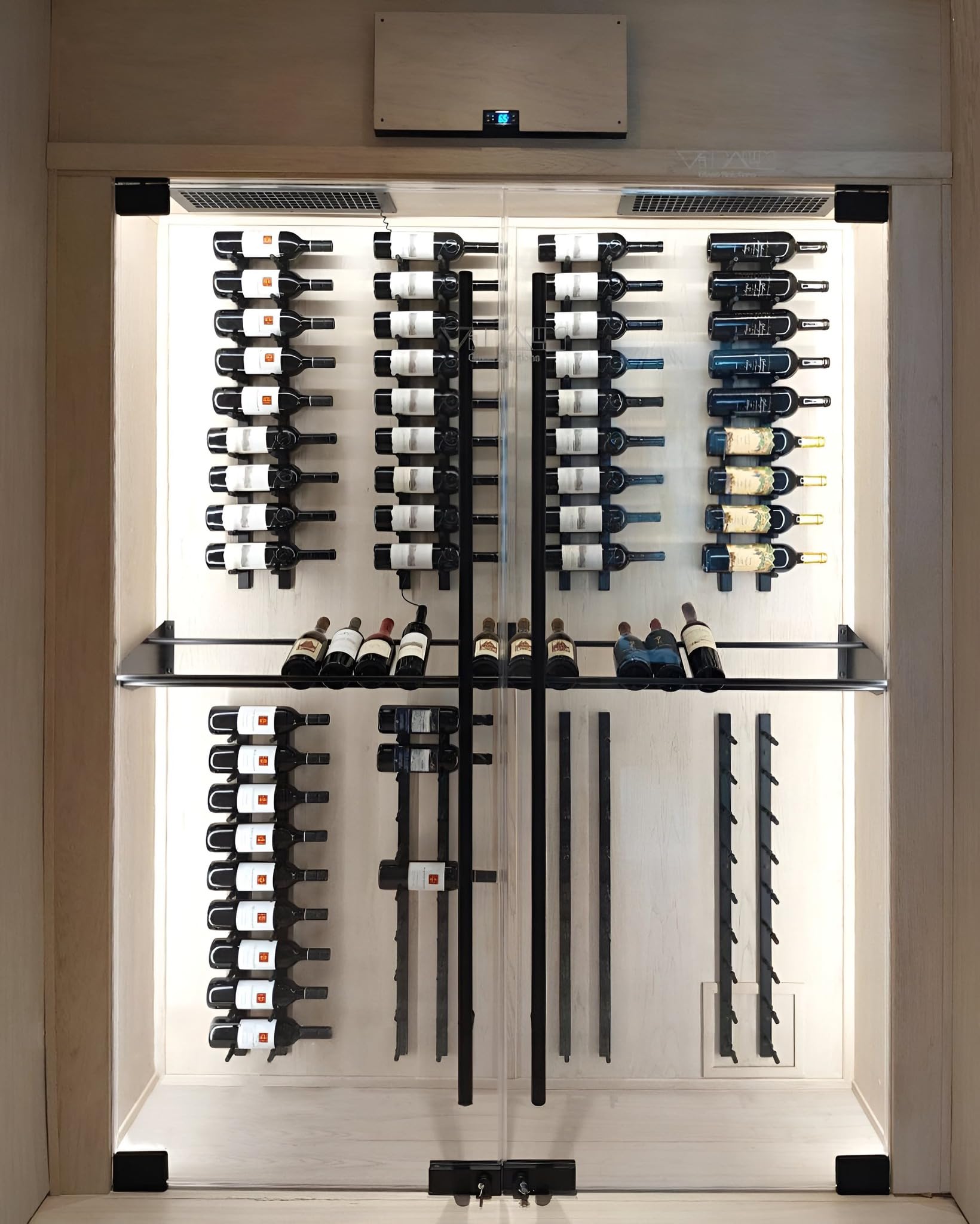 12-Bottle Wall Mounted Wine Rack - Matte Black Metal