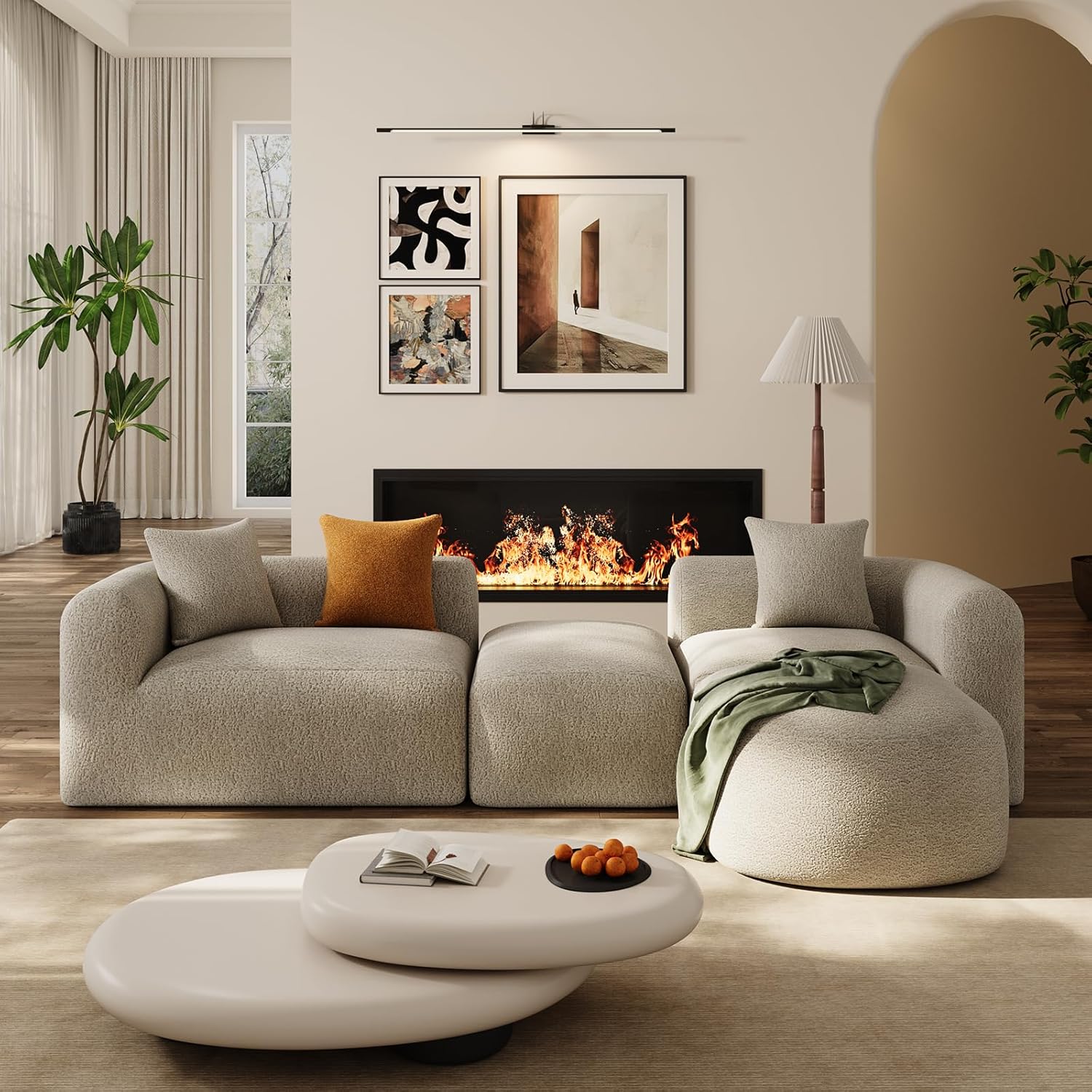 Modern Oversized Curved Sectional Sofa 119 Inch