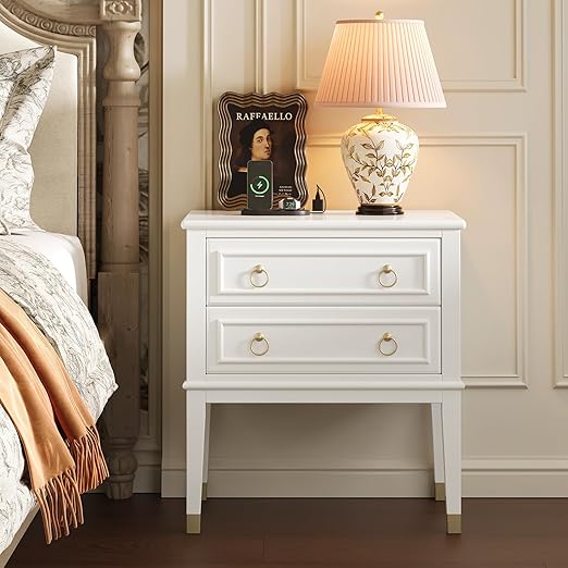 Tall Nightstand with Charging Station