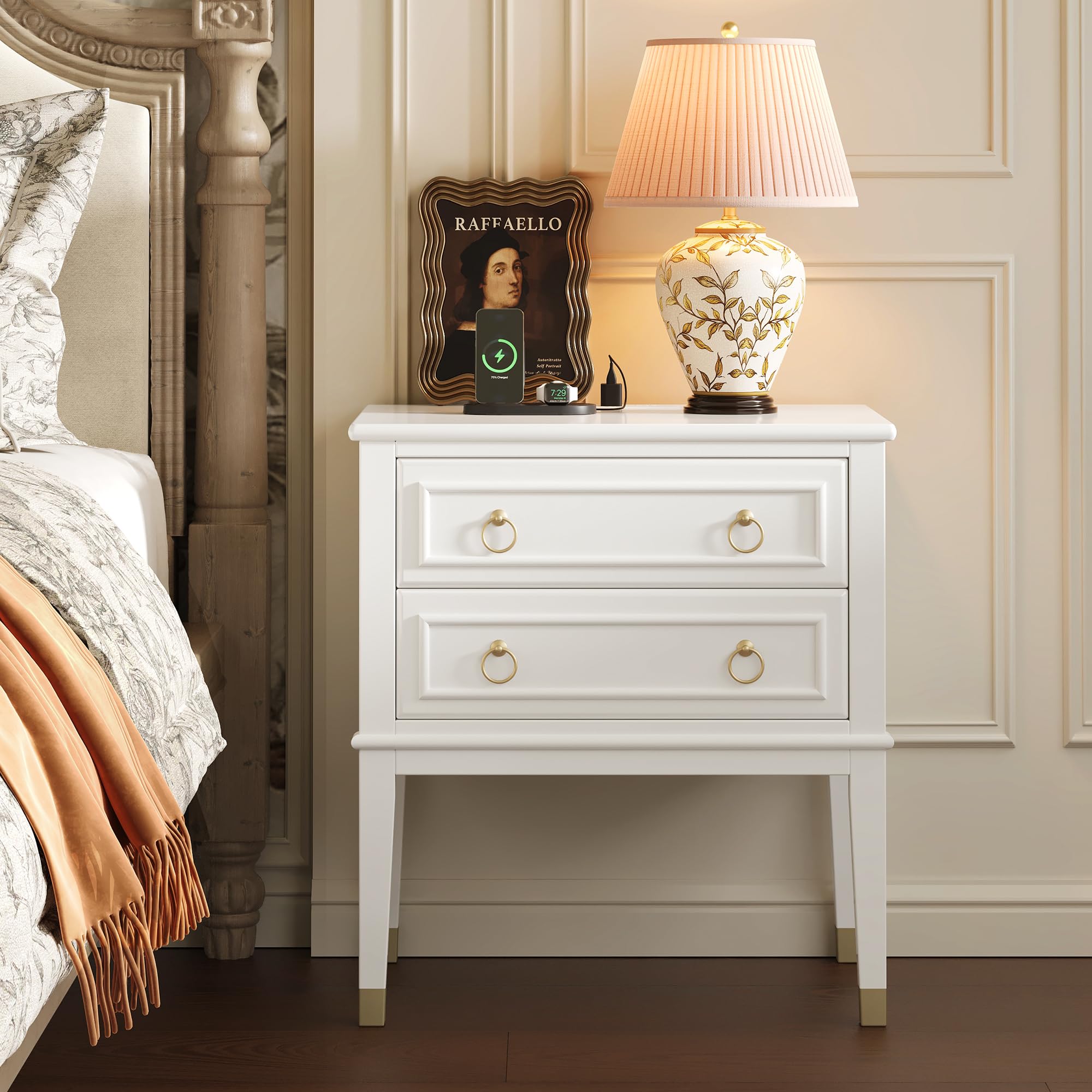 Tall Nightstand with Charging Station