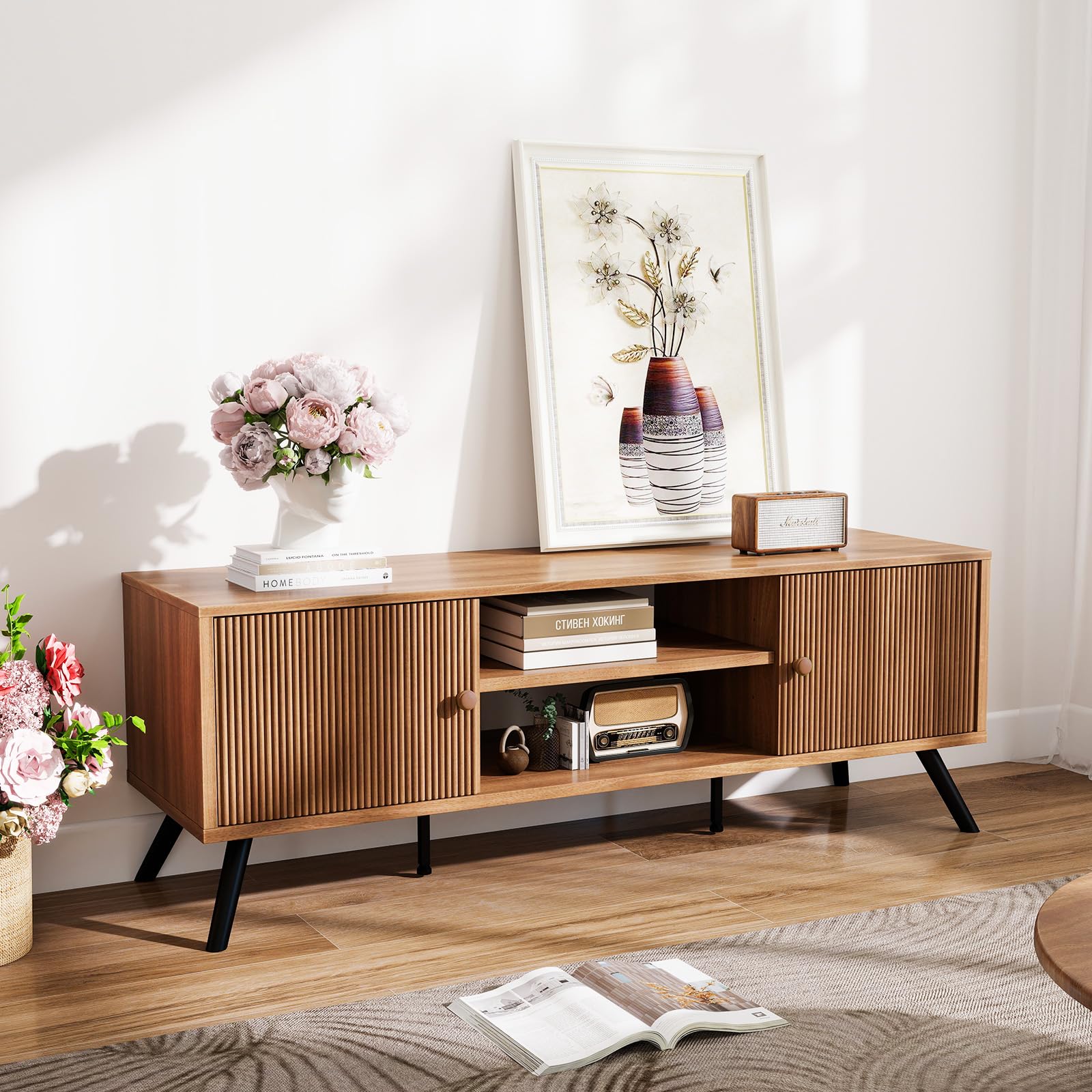 Mid-Century Modern TV Stand 53" Mocha