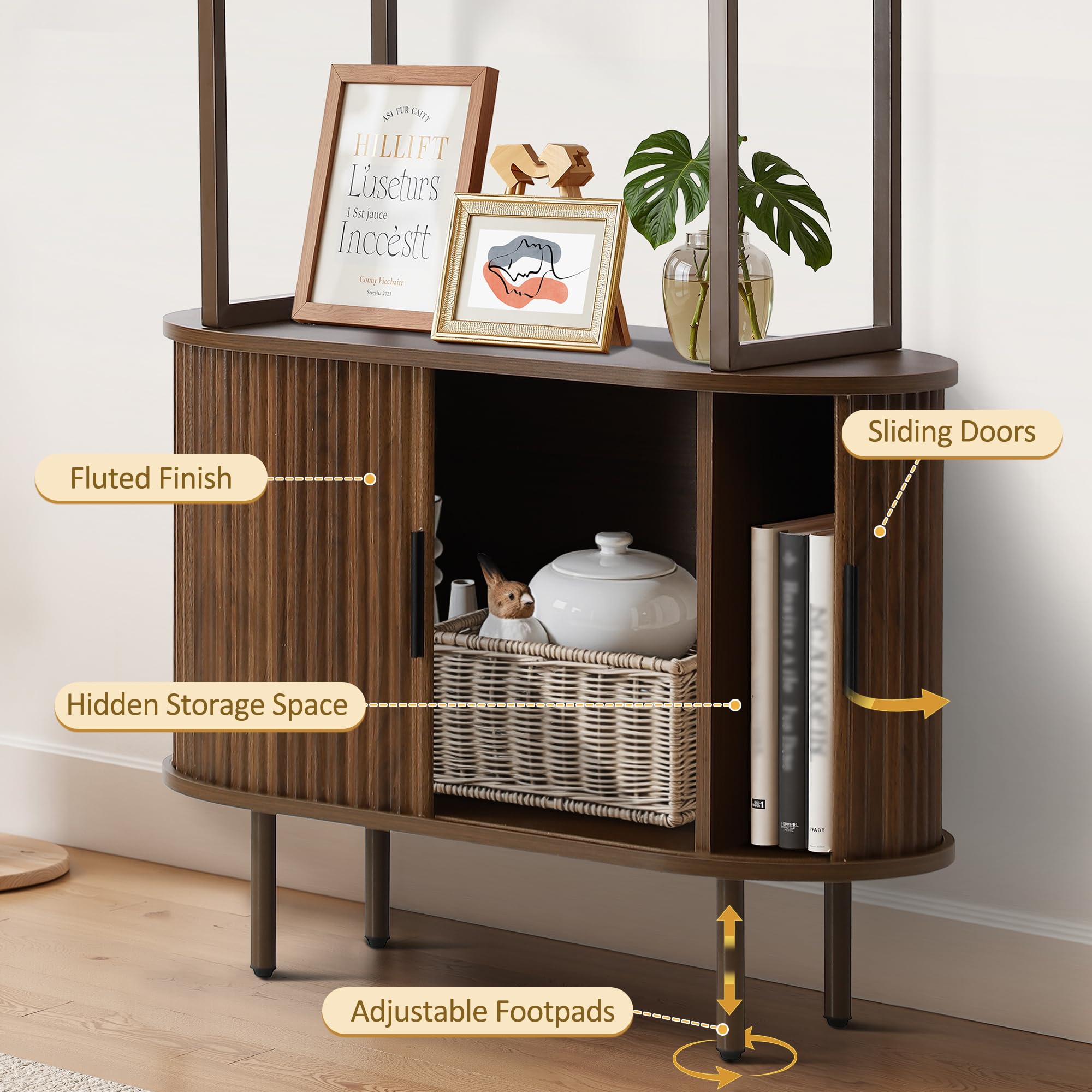 71" Tall Bookcase with Storage Cabinet and Sliding Doors