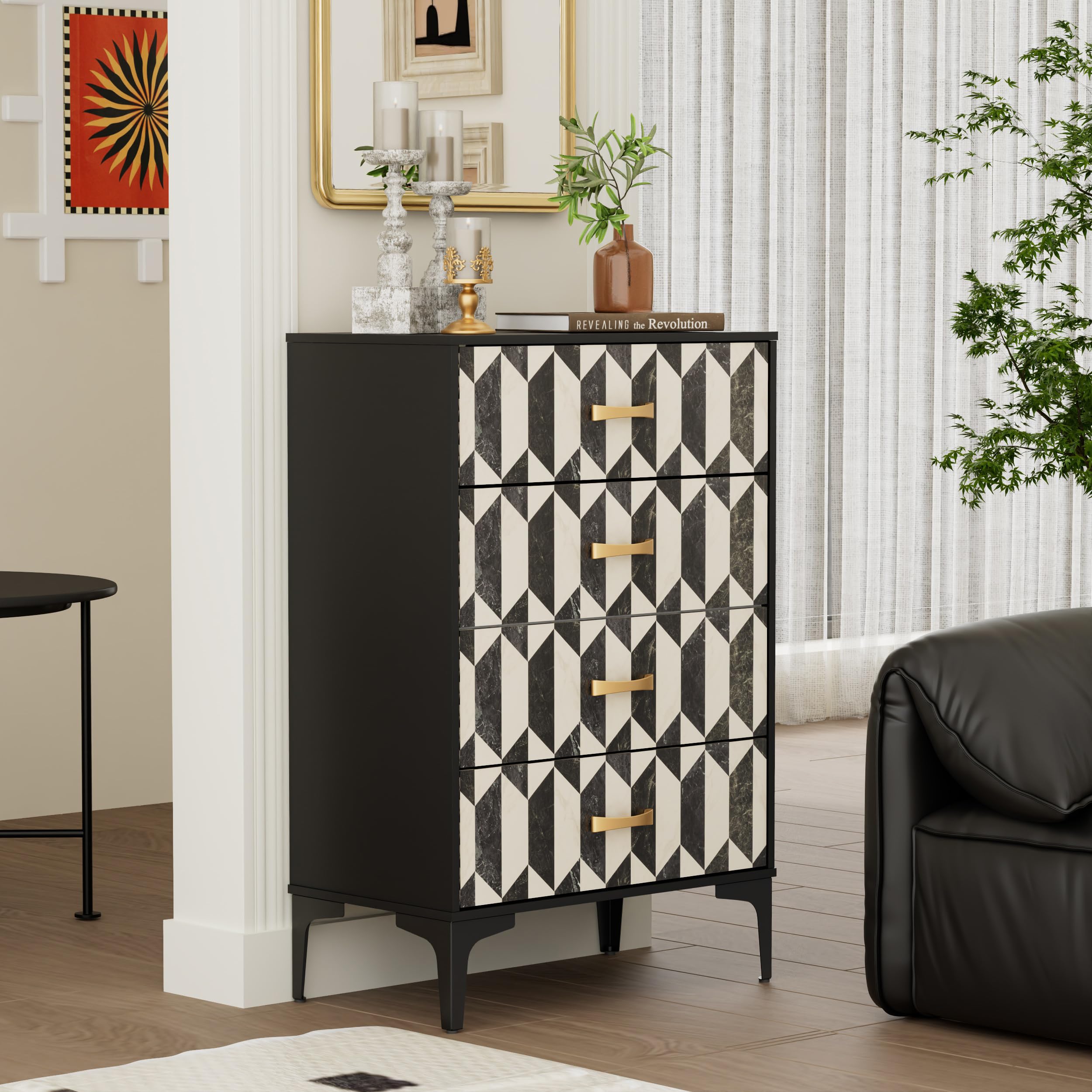 Faux Marble 4-Drawer Dresser