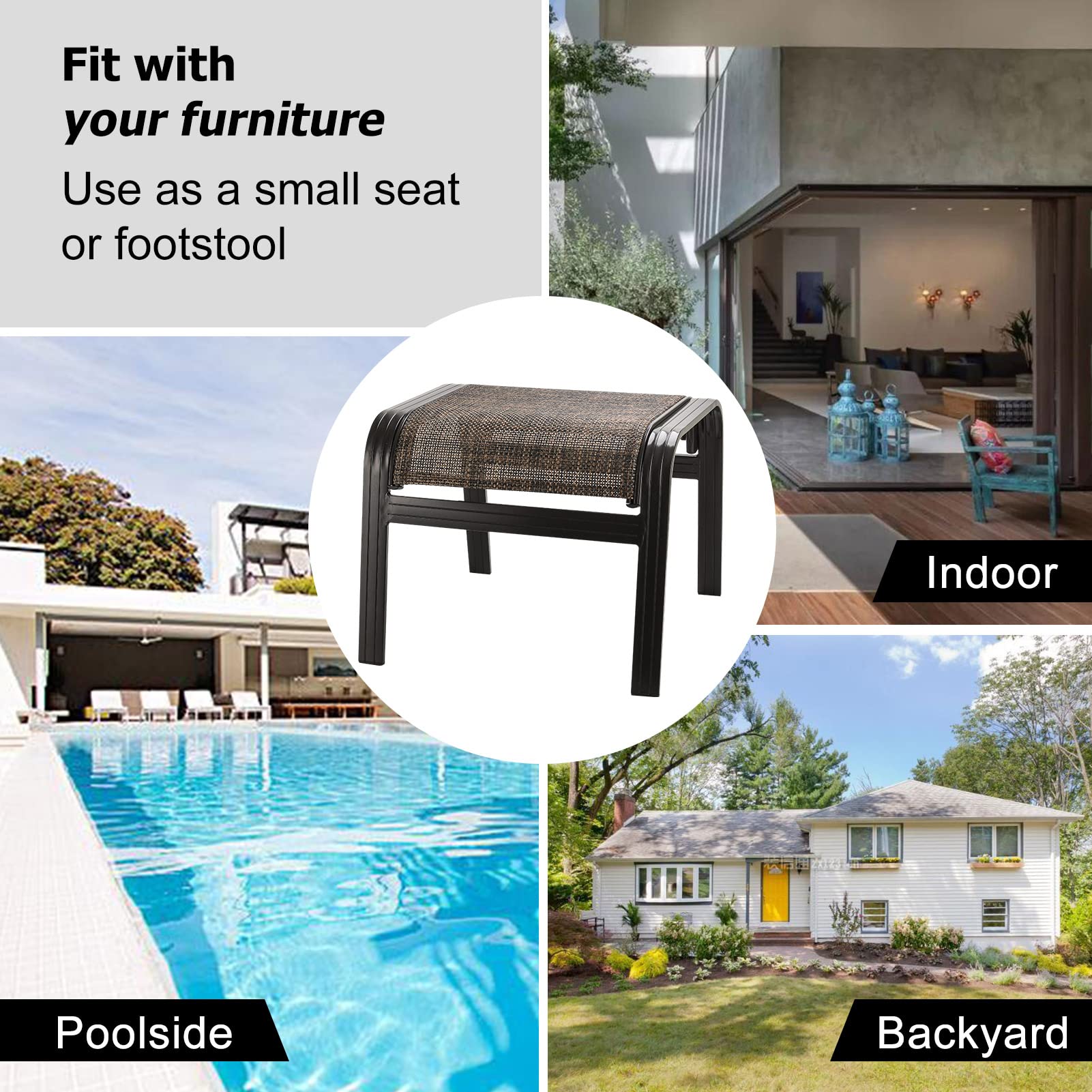 Outdoor Patio Ottoman Footrest Set of 2