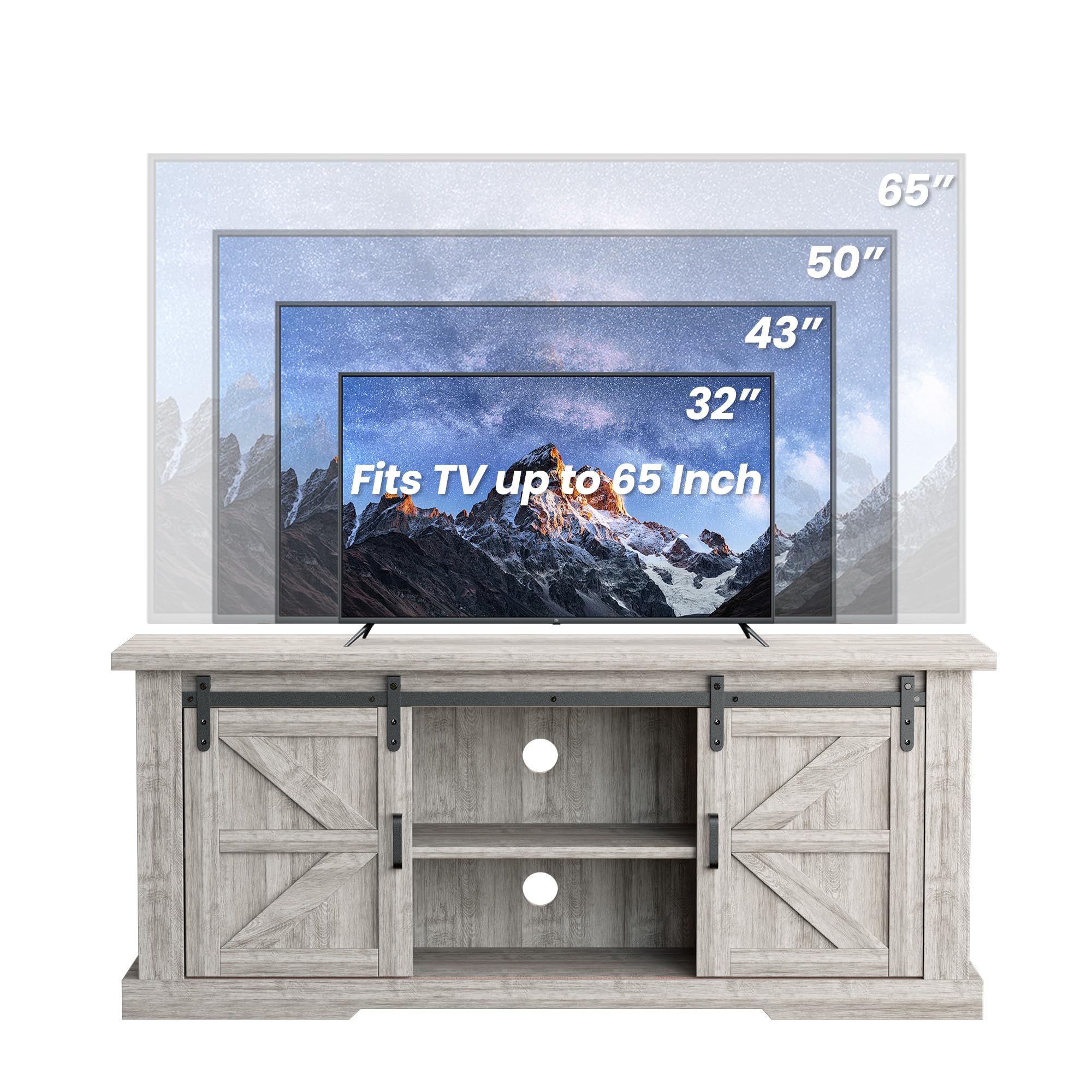 58-Inch Farmhouse TV Console with Sliding Barn Doors