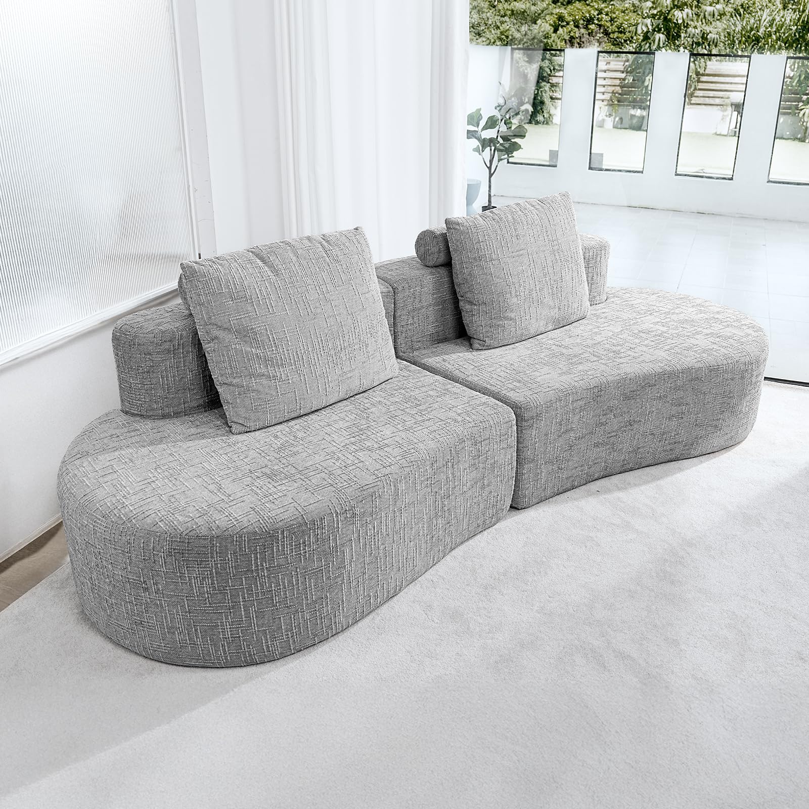 98" Curved Sofa Bed with Half Moon Design