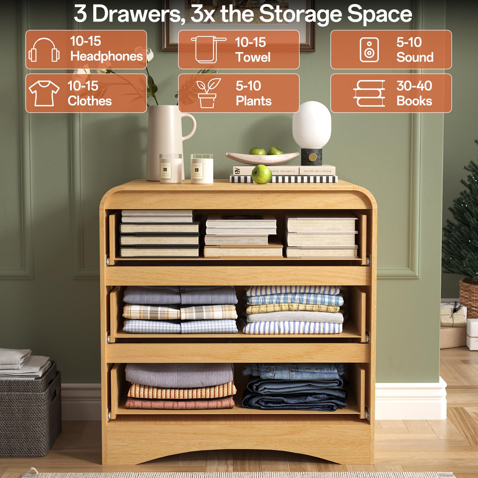 3 Drawer Dresser with Pre-Installed Slides
