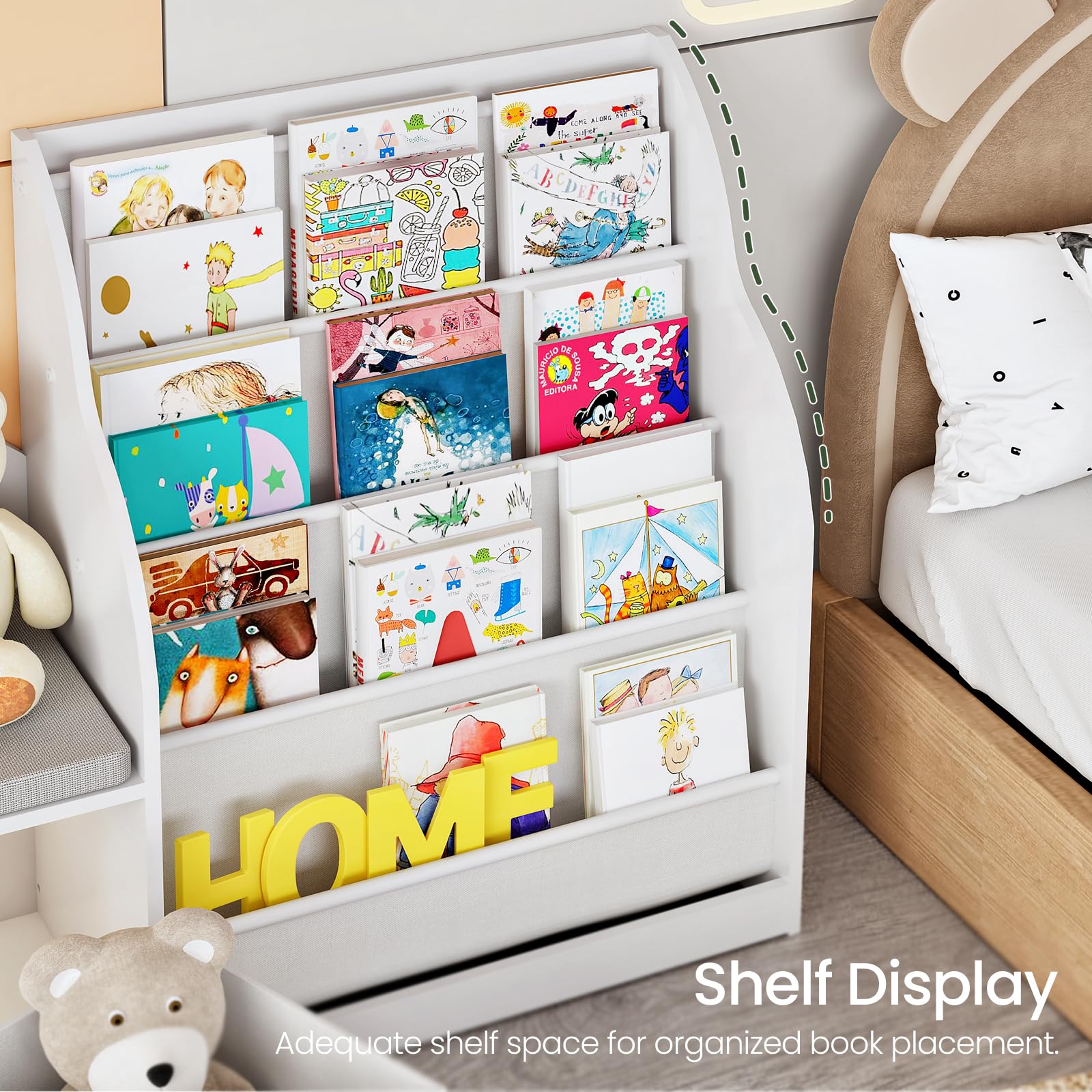 Kids Bookshelf with Reading Nook and Toy Storage