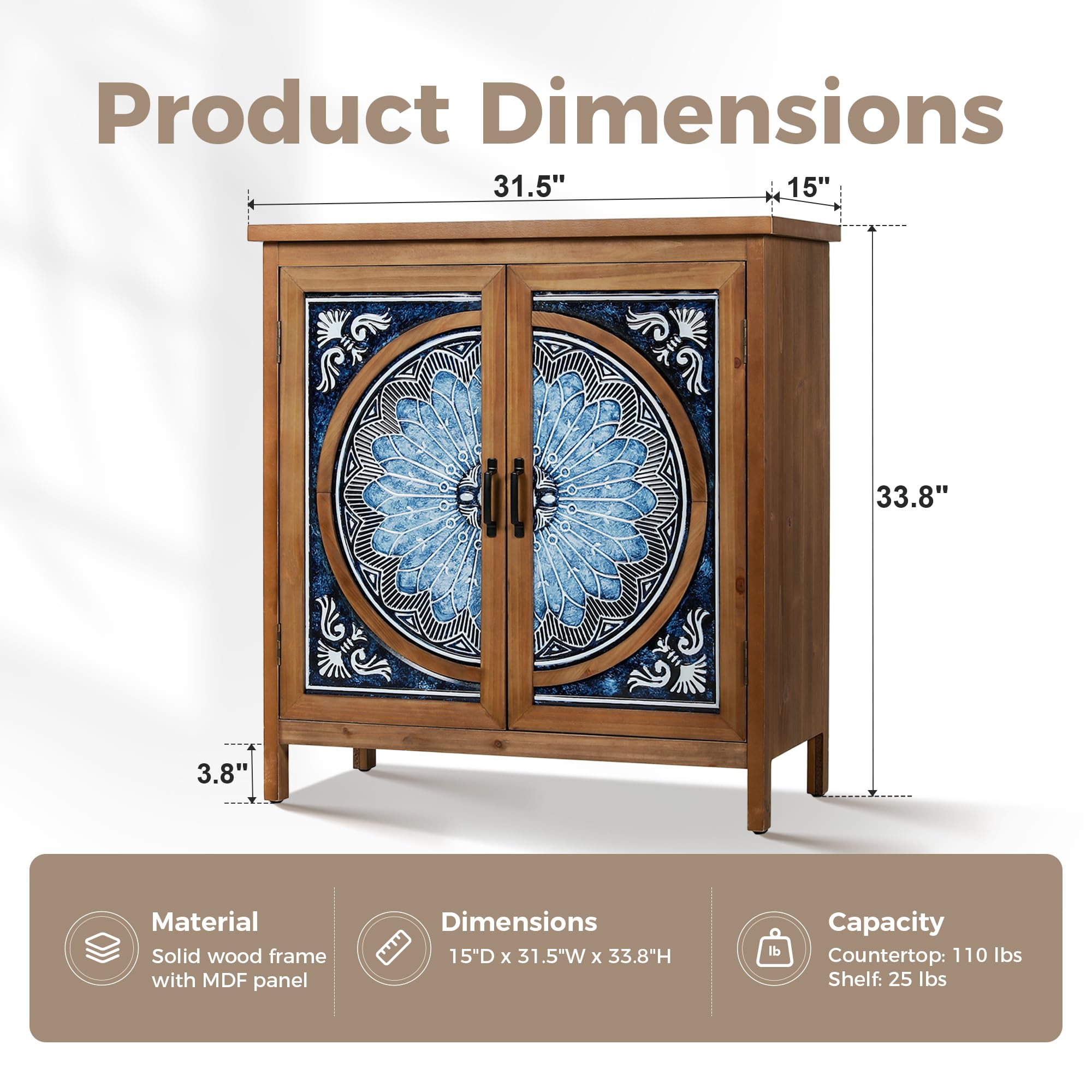 Accent Storage Cabinet with 2 Doors and Shelves
