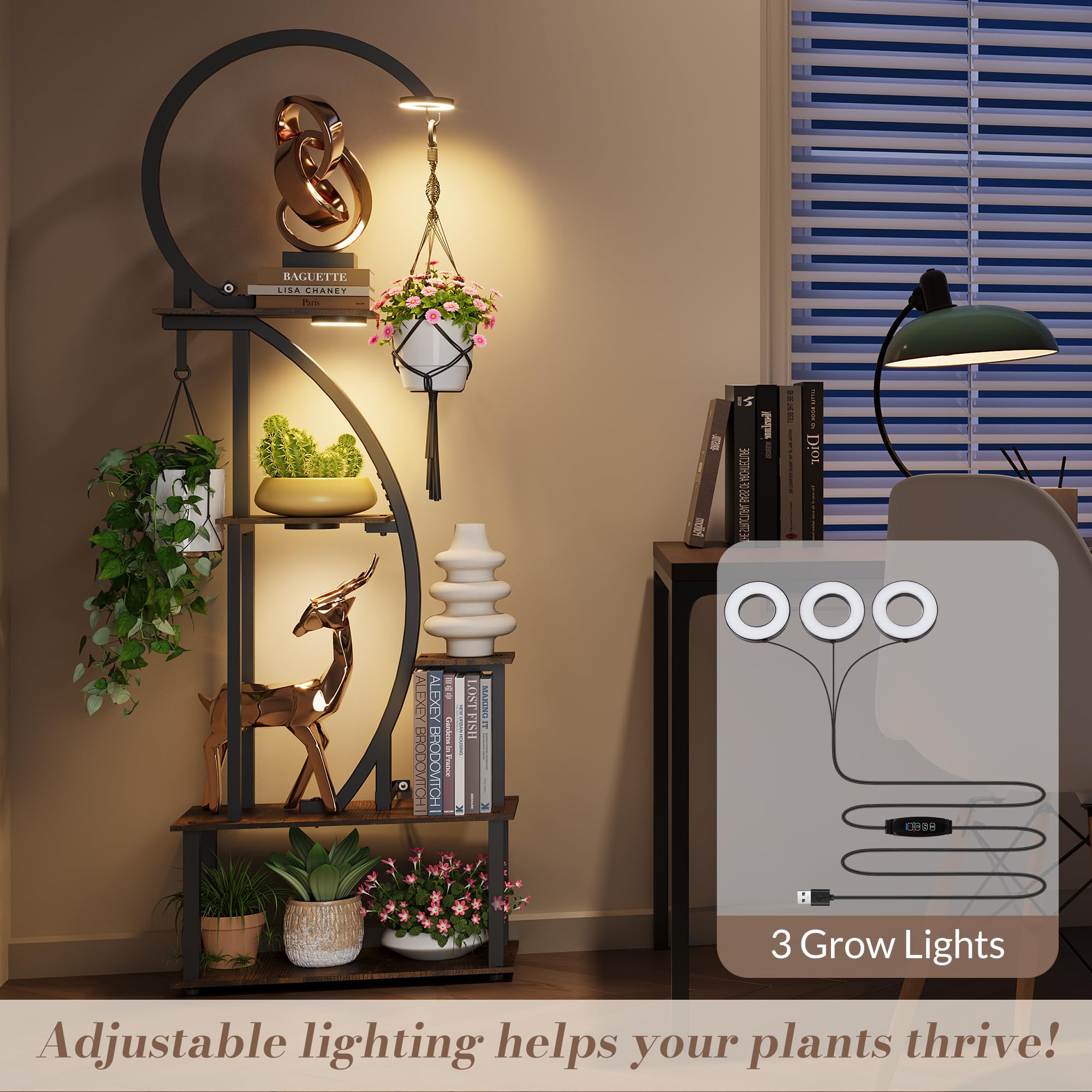 Indoor Plant Stand with Grow Lights