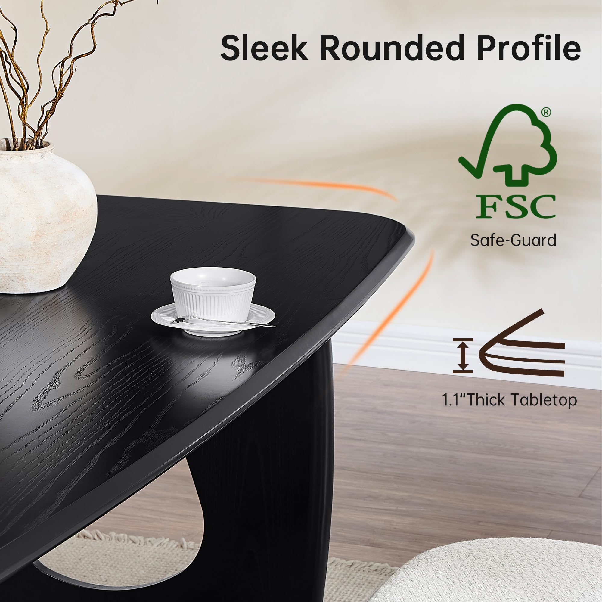 68 Inch Rectangle Dining Table with Pedestal Base