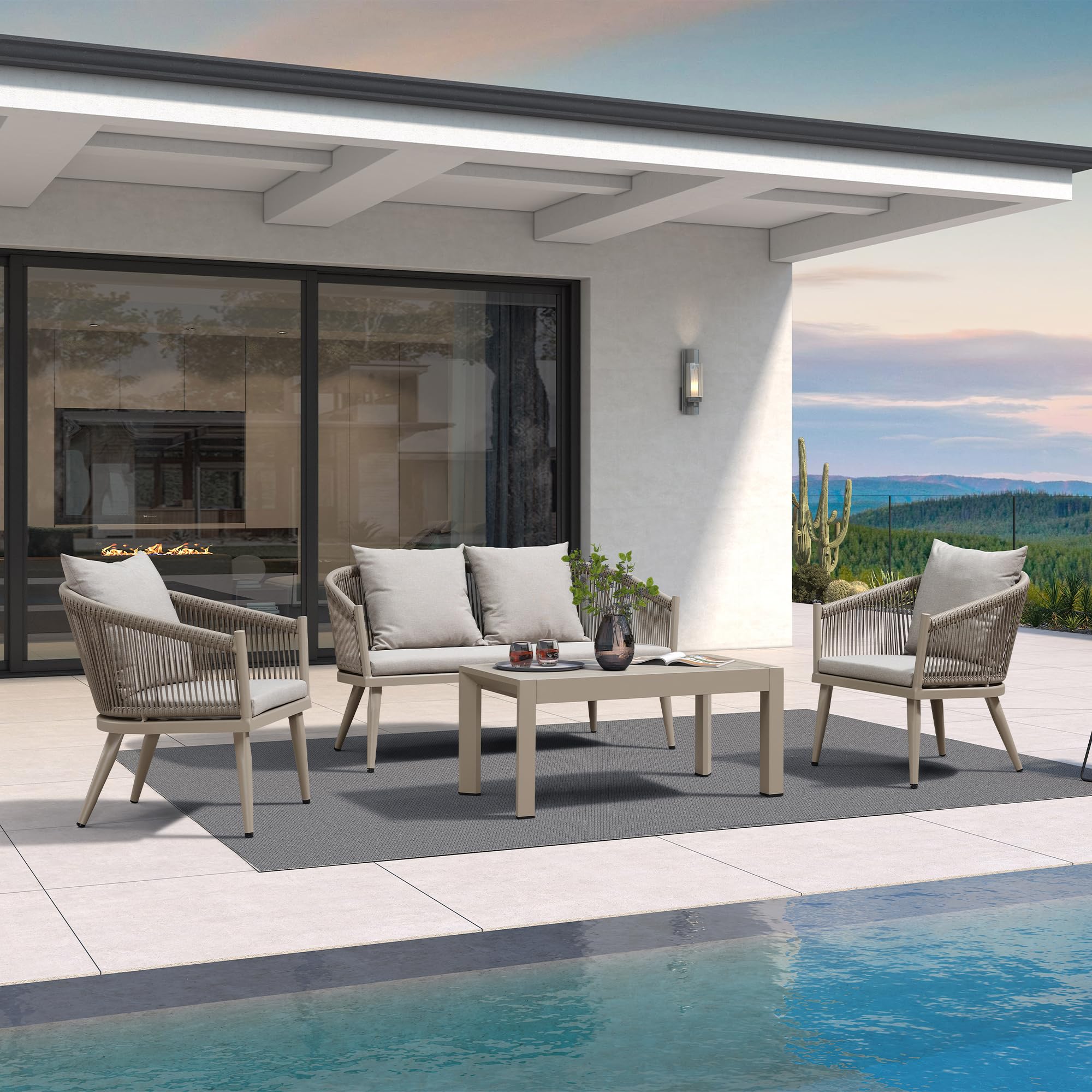 4-Piece Patio Conversation Set with Cushions