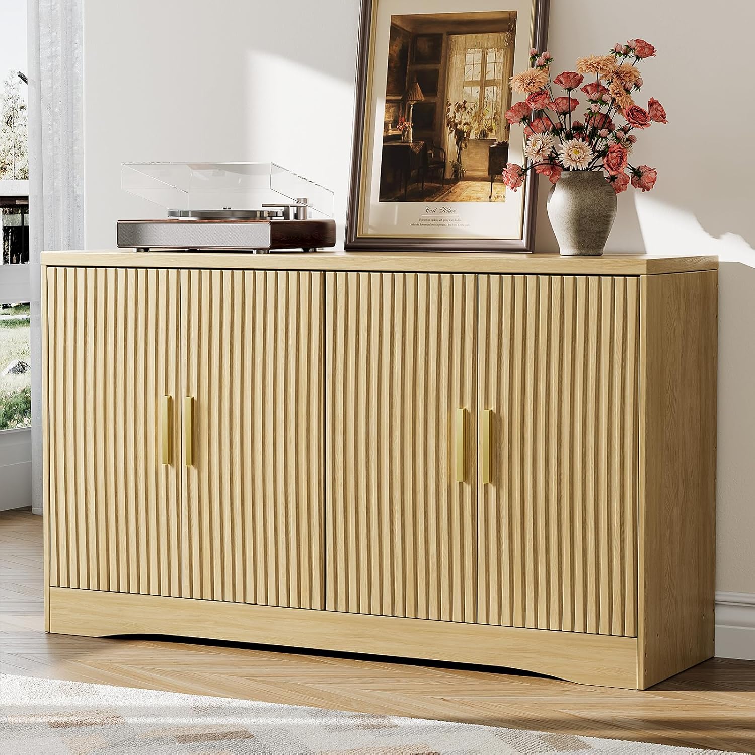55" Modern Fluted Sideboard Buffet Cabinet