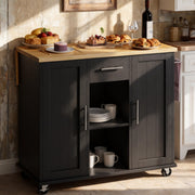 Rolling Kitchen Island Cart with Wheels and Drop Leaf