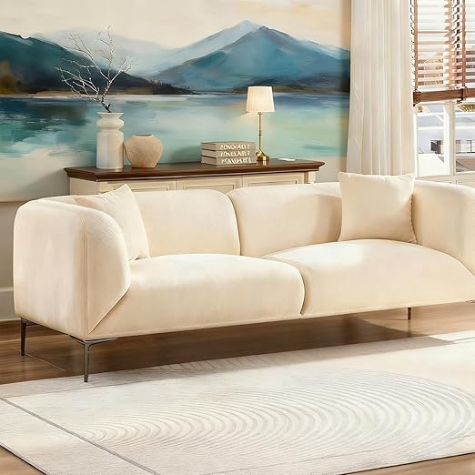 Modern Boucle 3-Seater Sofa with Deep Seats