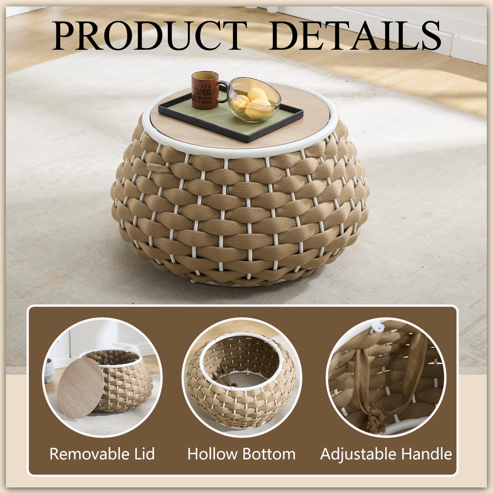 30.5 Inch Round Outdoor Side Table with Removable Lid
