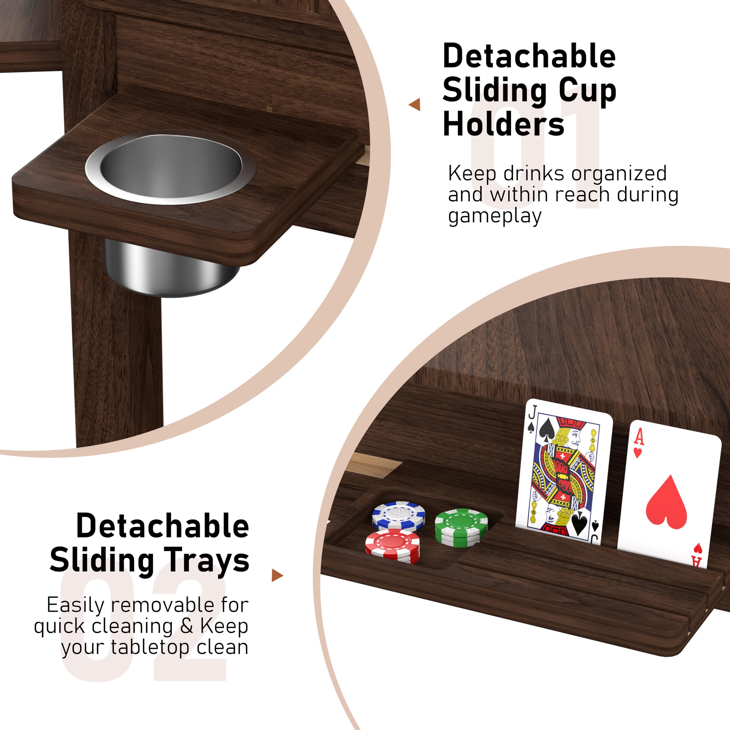 Hexagonal Gaming Table with Removable Top