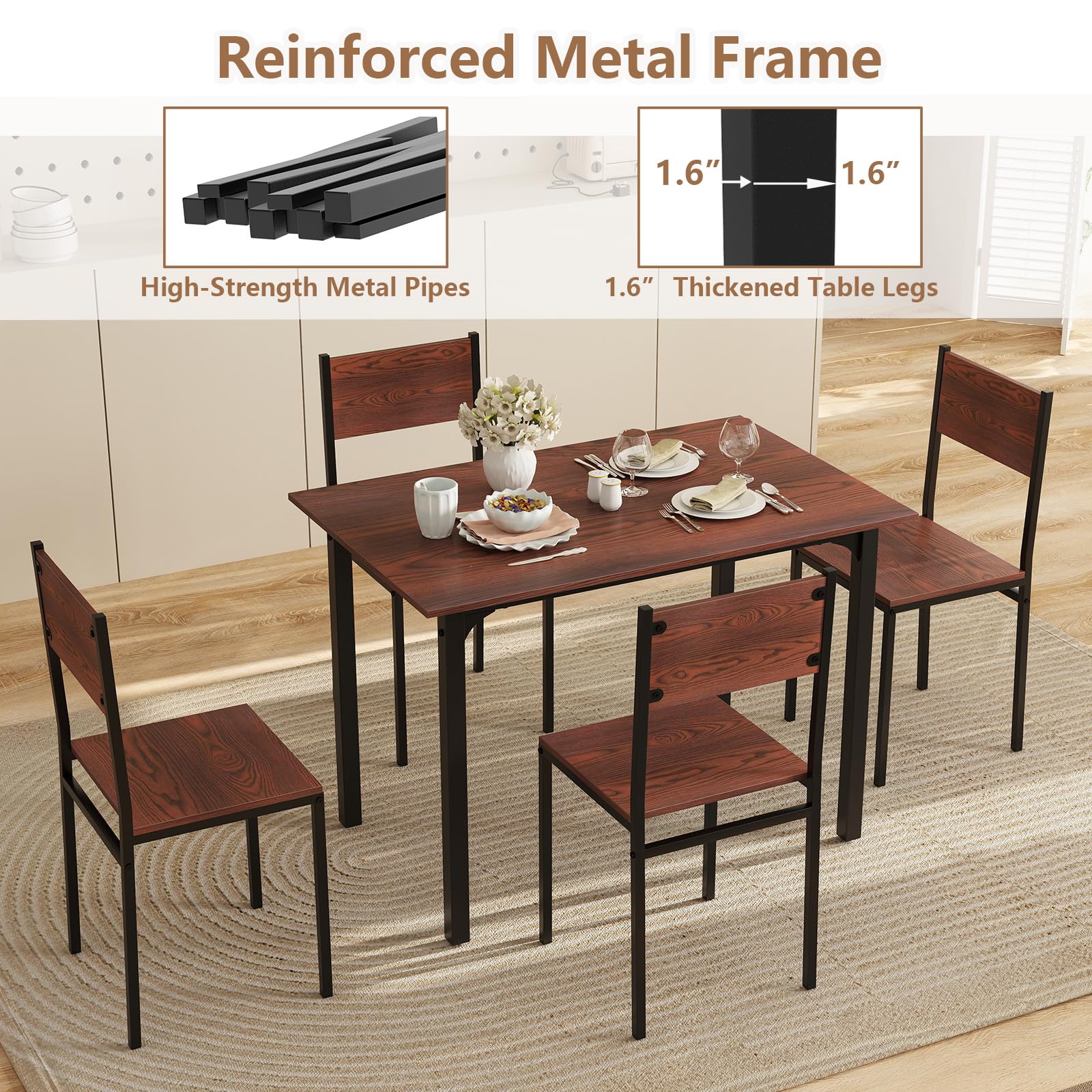 5-Piece Dining Table Set with Chairs