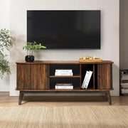 Mid Century Modern TV Stand with Sliding Barn Doors