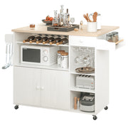 Kitchen Island Cart with Drop-Leaf and Wine Rack