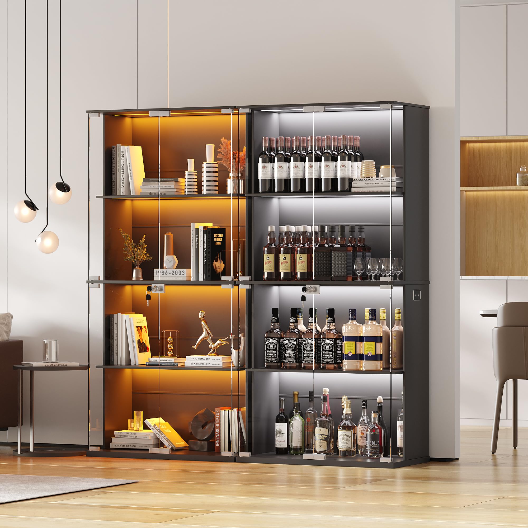 Display Cabinet with LED Lighting and Glass Doors