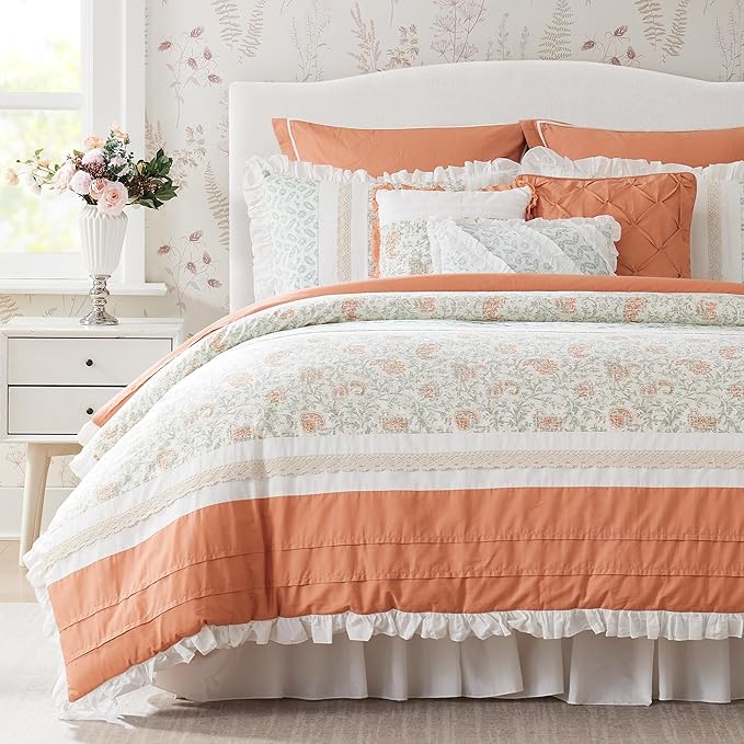 Cotton Percale Comforter Set Queen 9 Piece