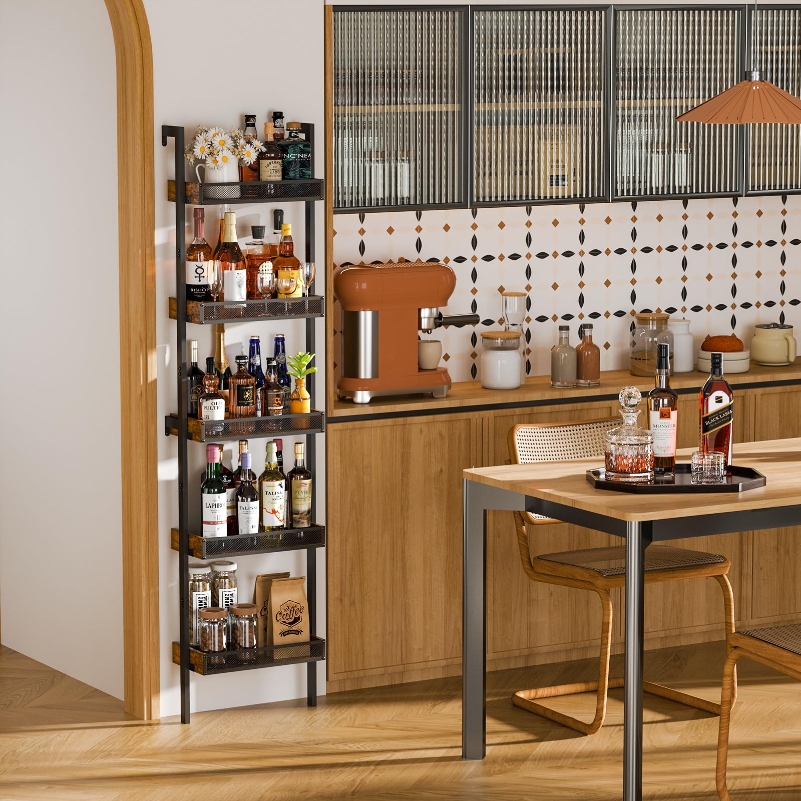 5-Tier Wall Mounted Wine Rack - 50 Bottles
