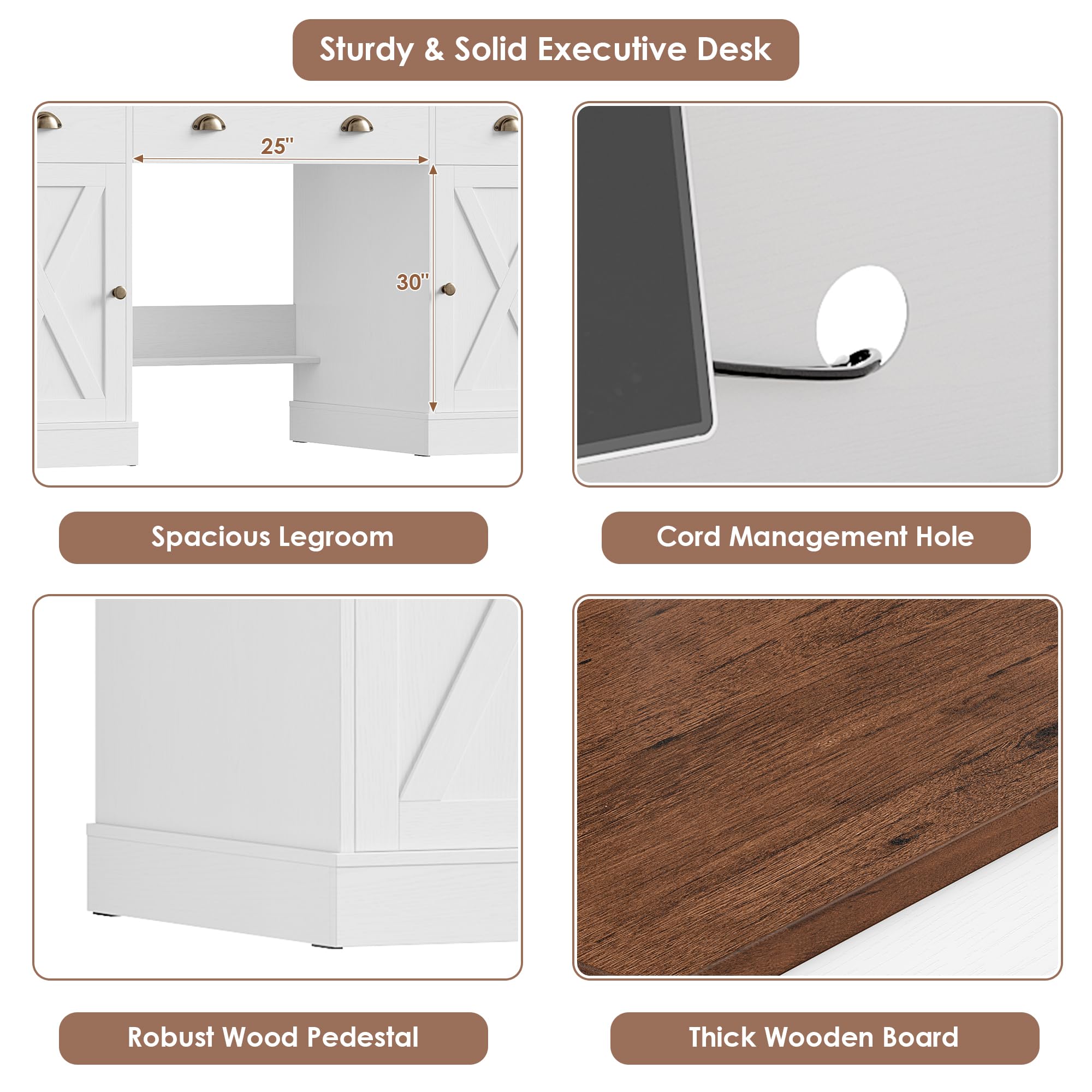 75" Executive Desk with Hutch and Storage Cabinet