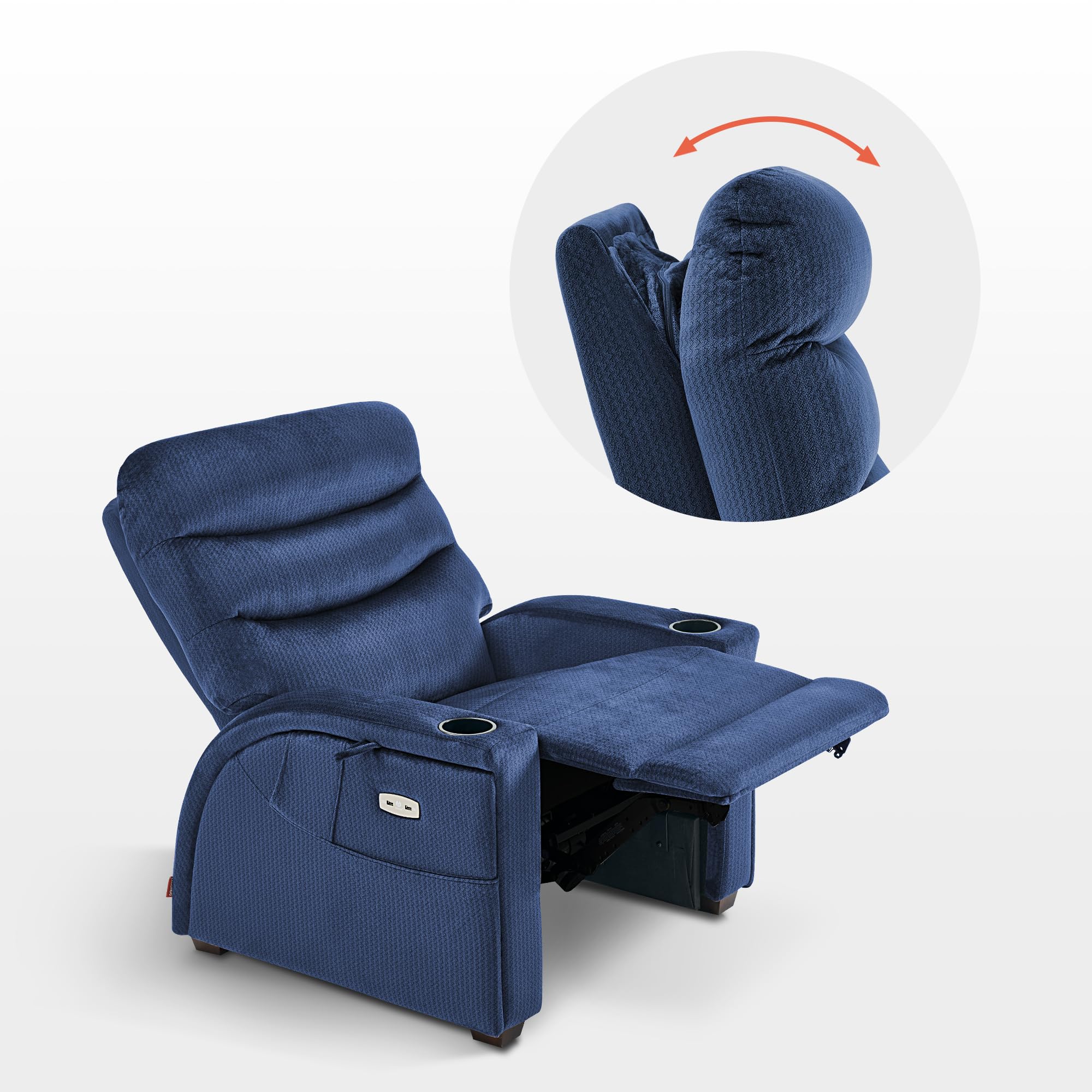 MCombo Power Zero Gravity Recliner Chair with Adjustable Headrest for Living Room, Fabric ZG334 (Navy Blue)
