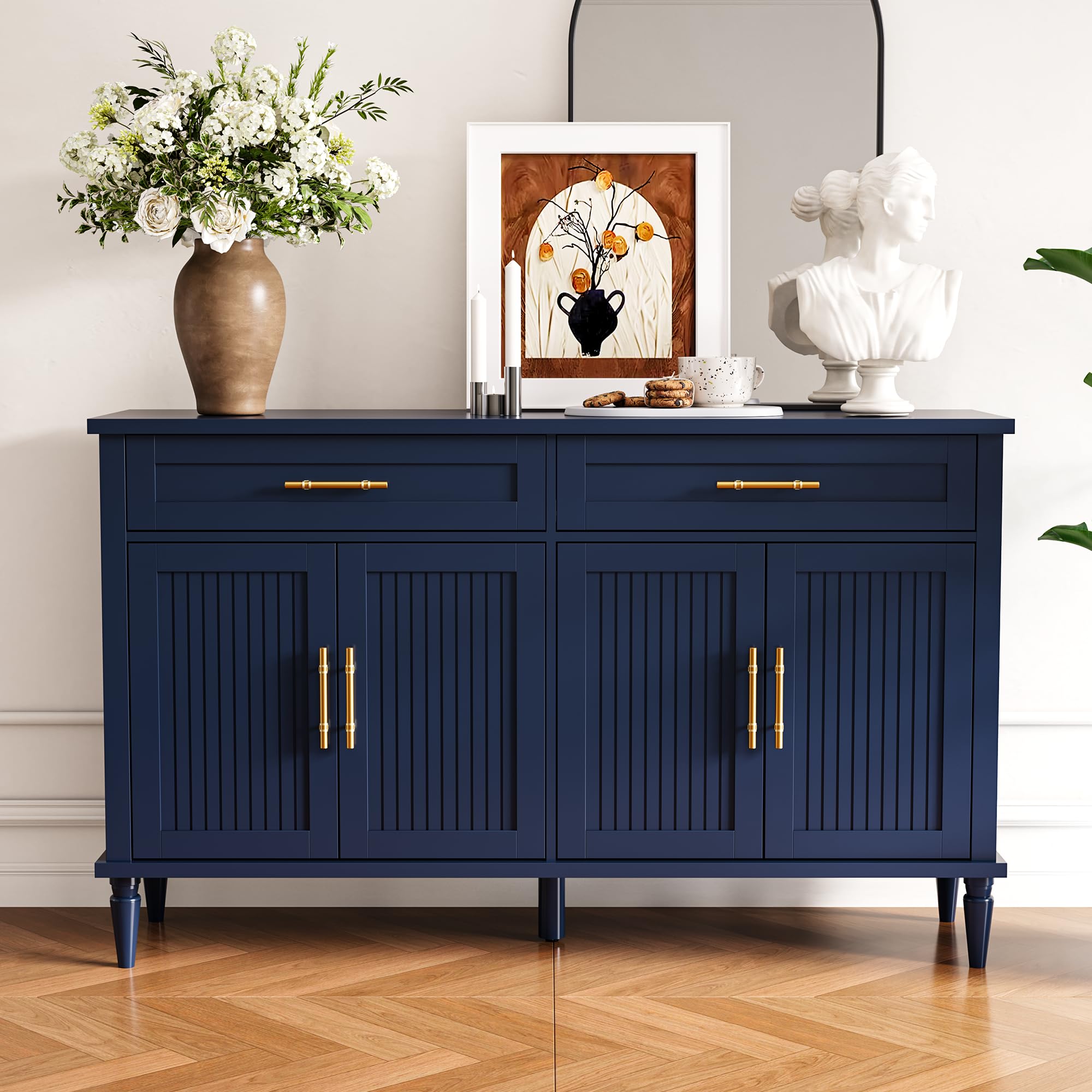 58 Inch Fluted Sideboard Buffet Cabinet with Storage