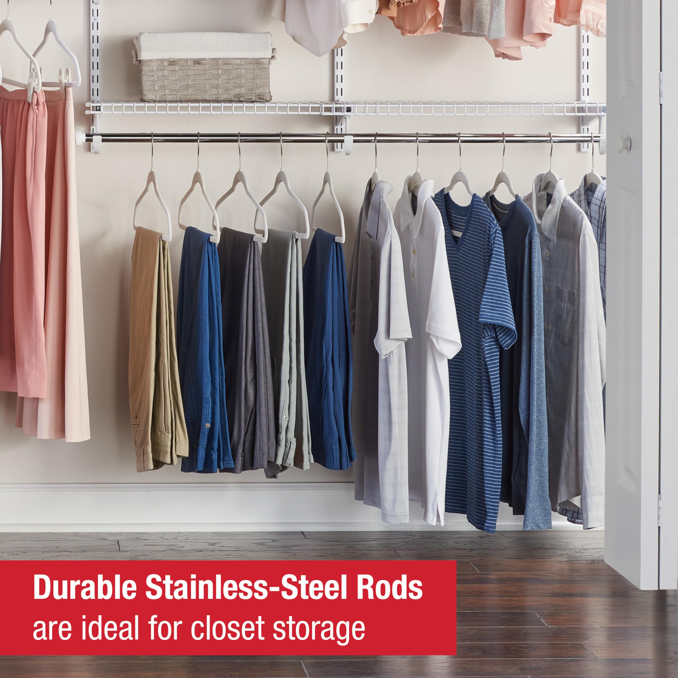 Deluxe Custom Closet Kit 4-8Ft Adjustable Metal Wire Shelving White
