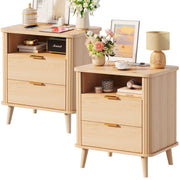 Fluted Nightstand with Charging Station