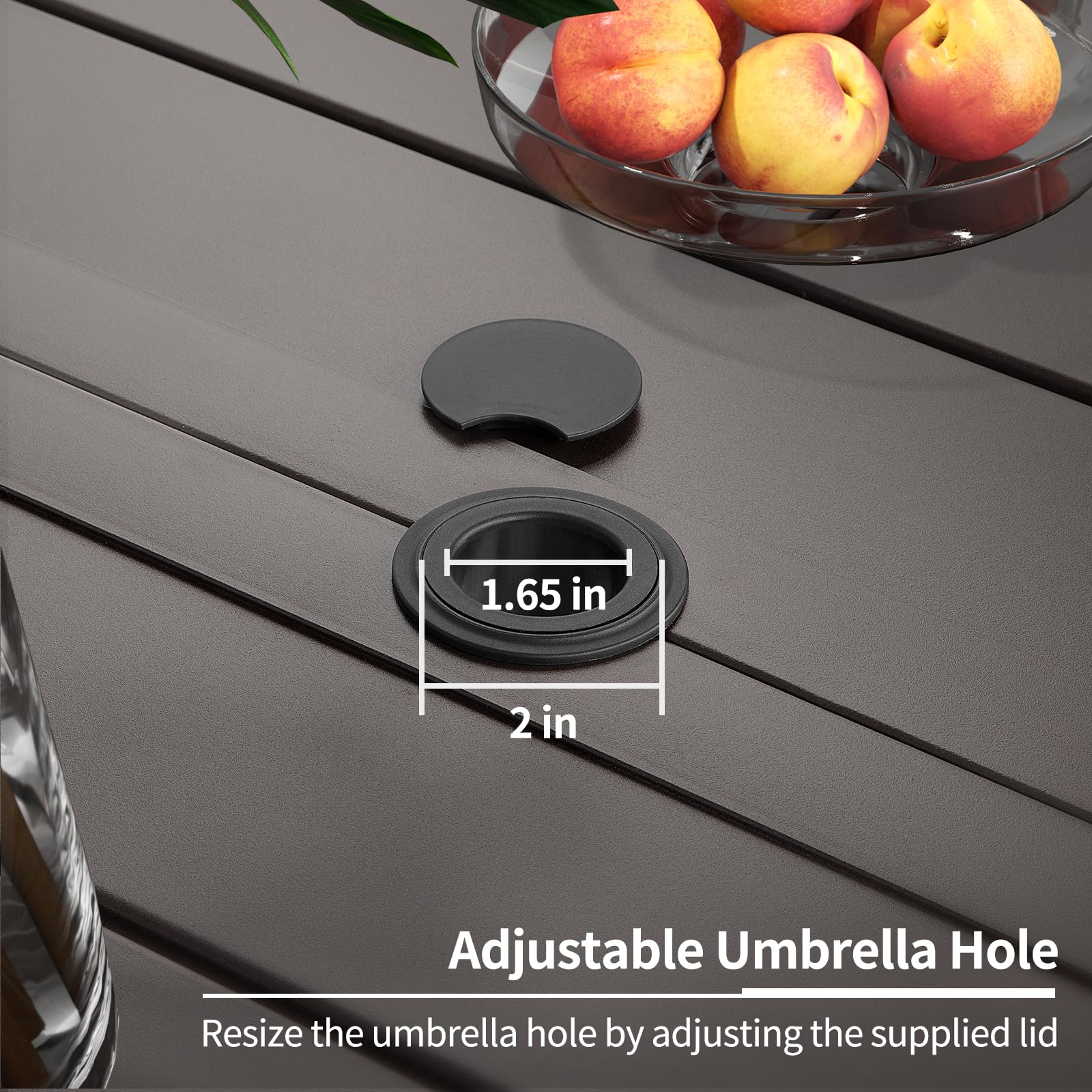 Outdoor Metal Rectangle Patio Dining Table with Umbrella Hole