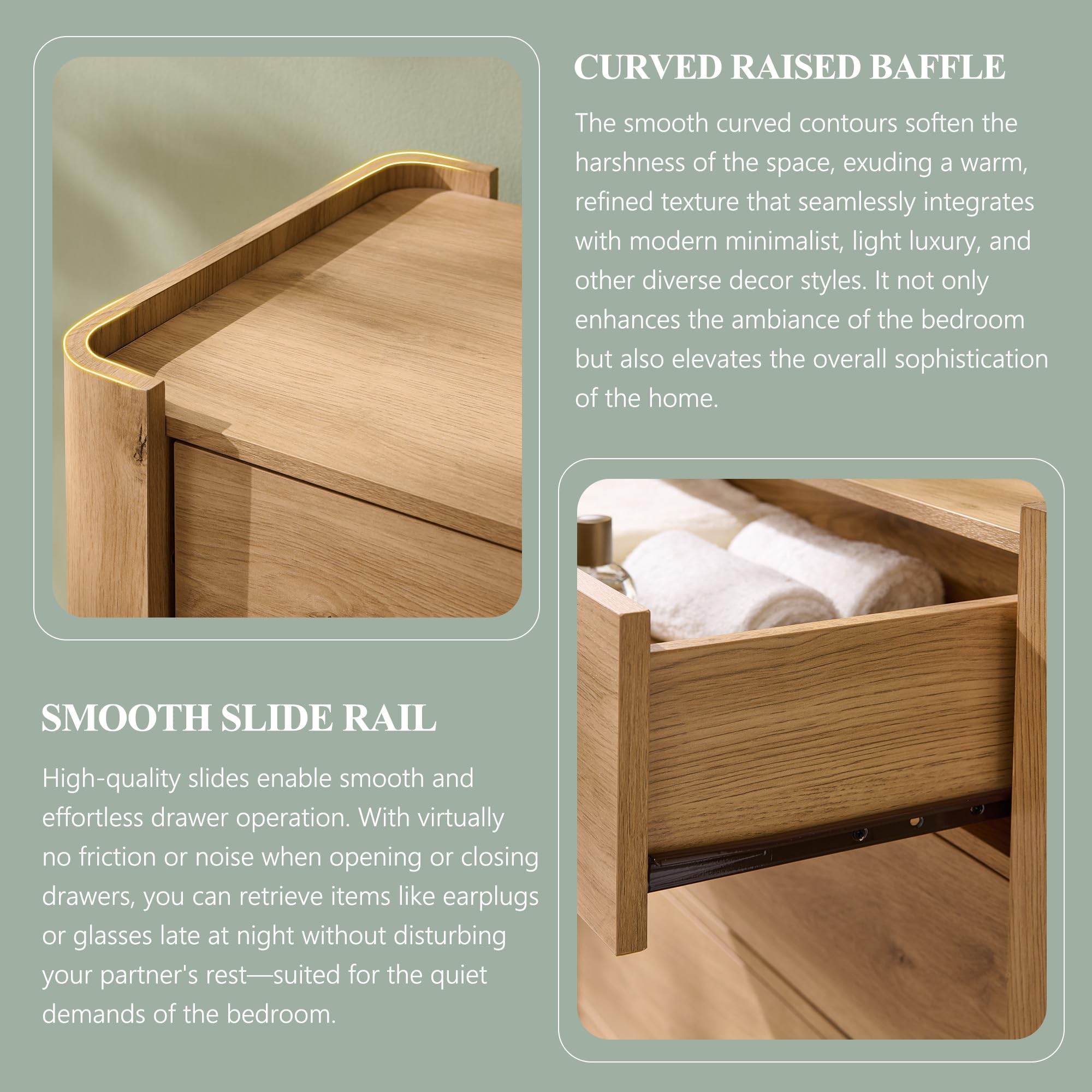 5 Drawer Dresser with Curved Profile Design