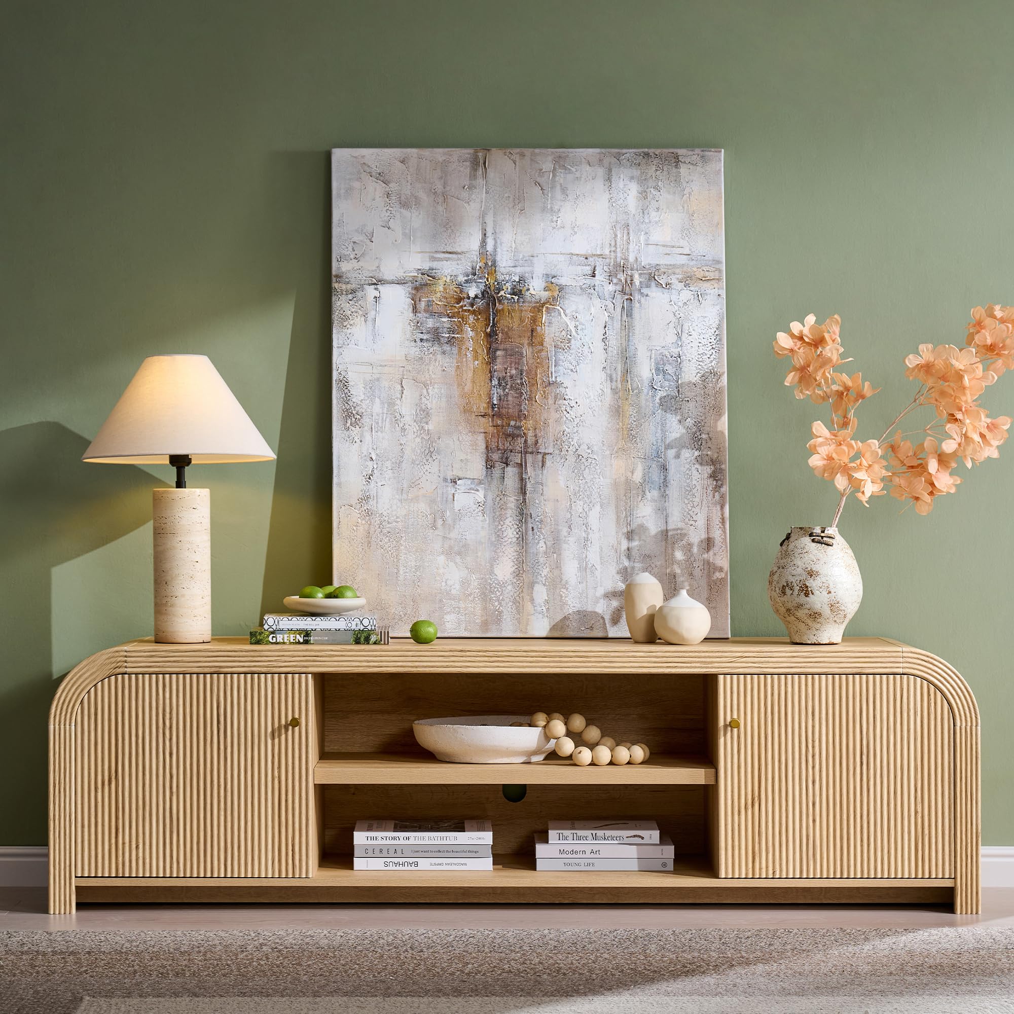 70" Modern Fluted TV Stand with Storage