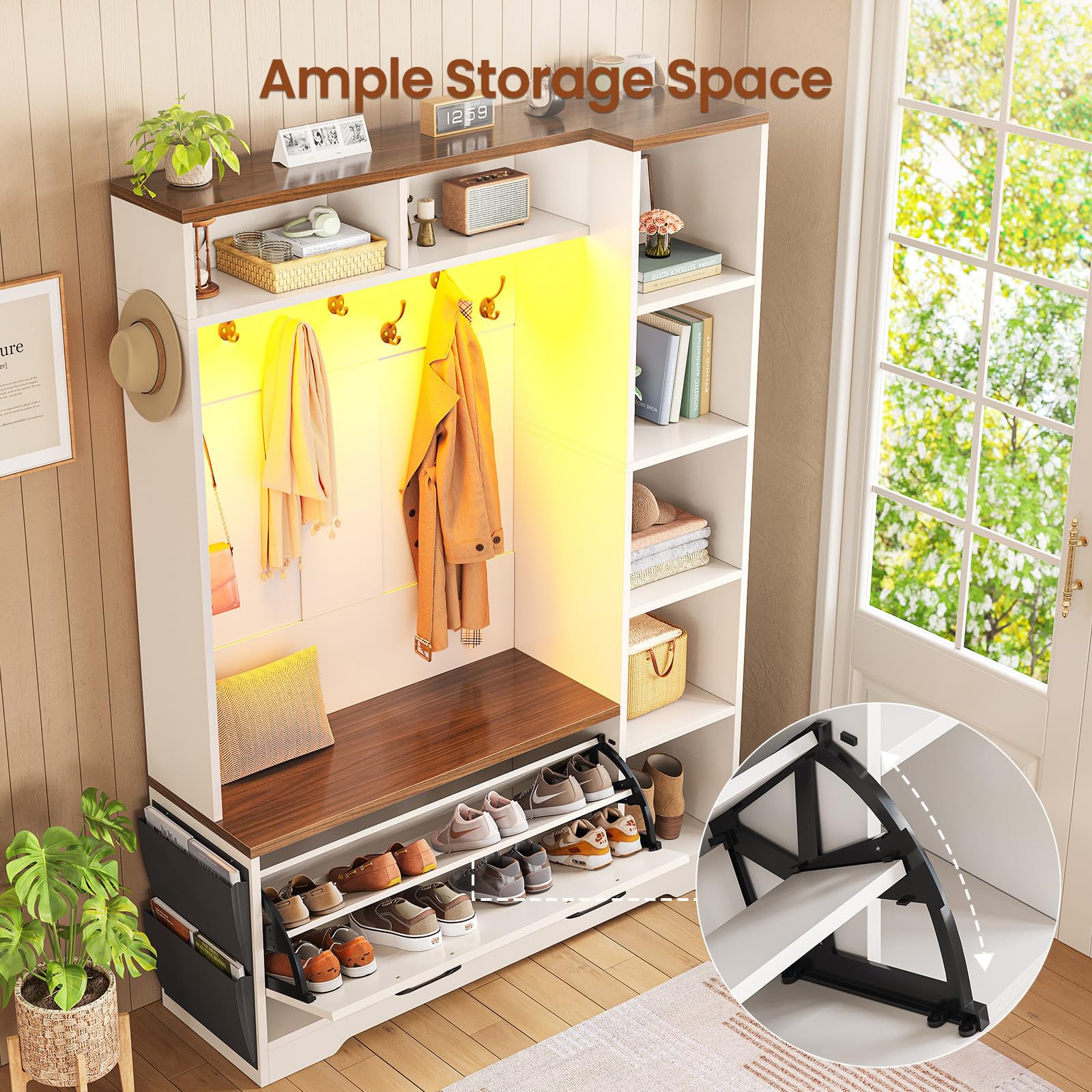 Hall Tree with Shoe Storage Bench and Coat Rack