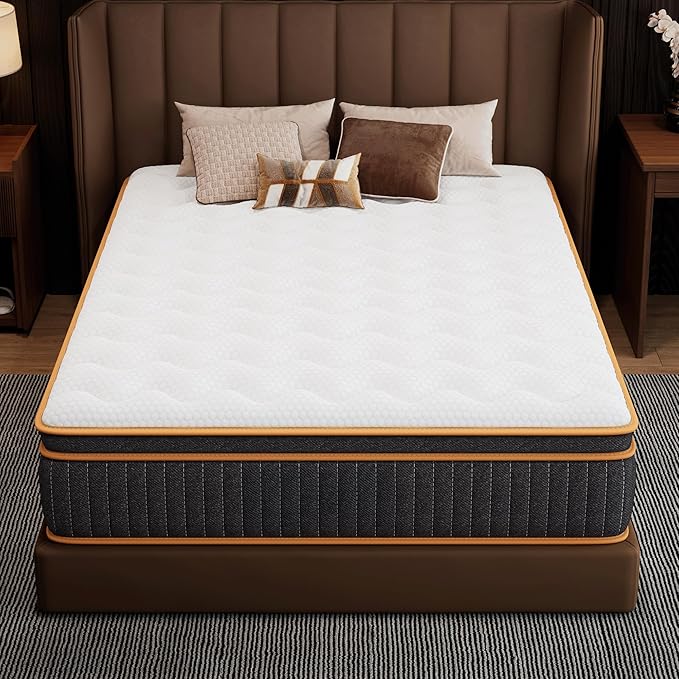 12 Inch Hybrid Queen Mattress with Memory Foam and Pocket Springs