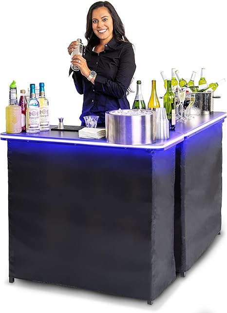 Portable Double Bar Table Set with Carrying Case