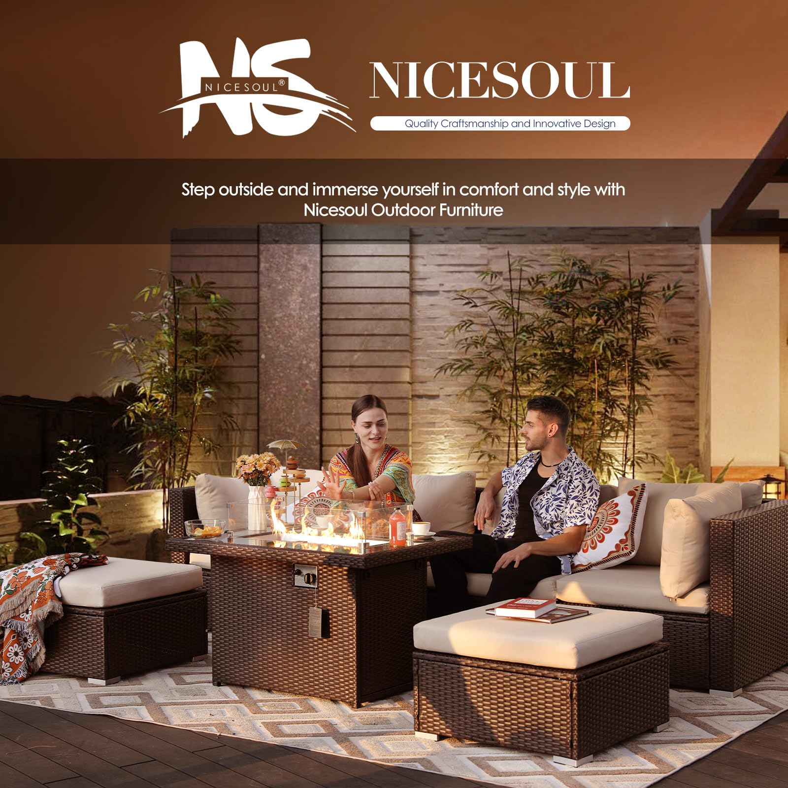 Rectangular Outdoor Fire Pit Table