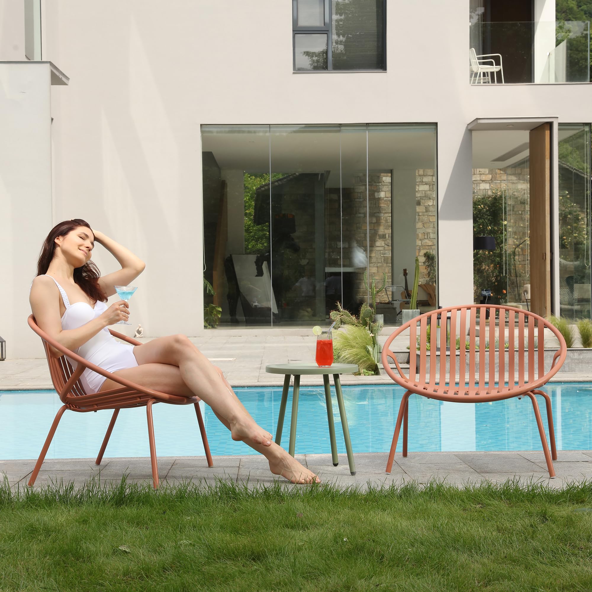 3-Piece Patio Bistro Set with Table and Chairs