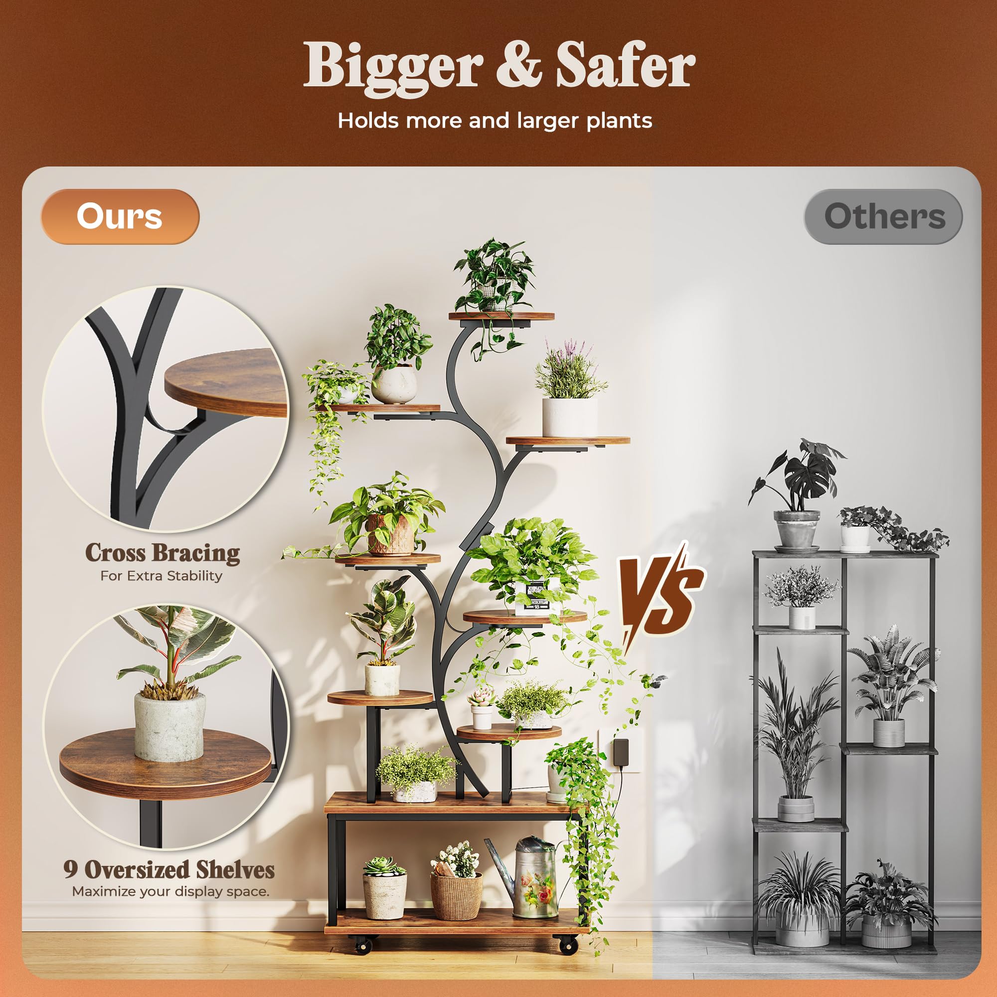9-Tier Plant Stand with LED Grow Lights