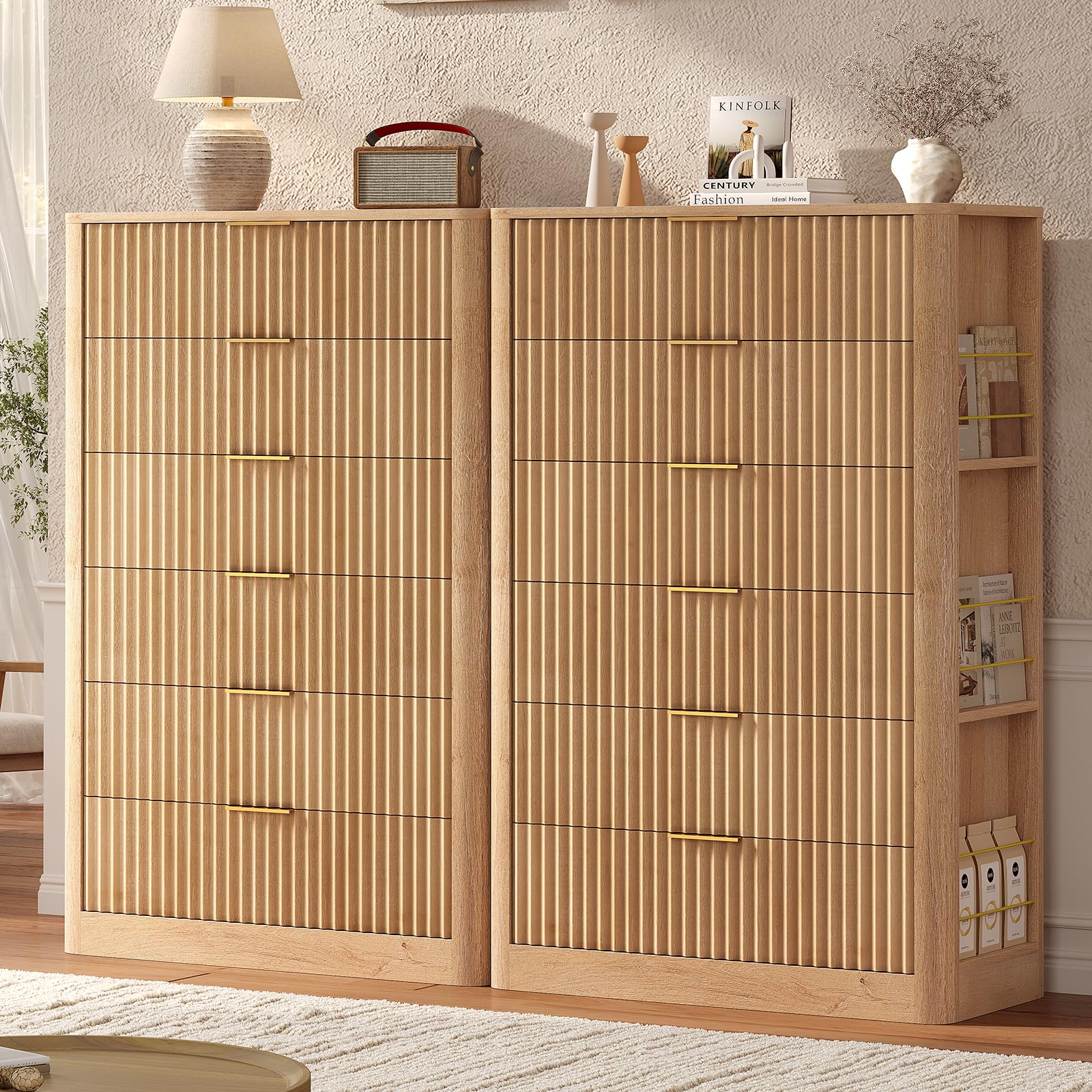 Fluted Dresser with 6 Drawers