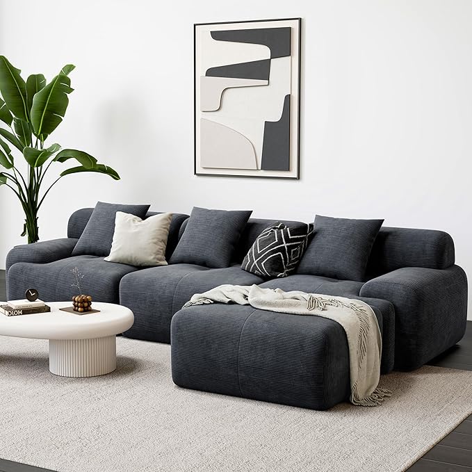118" Modular Sectional Sofa L-Shaped with Ottoman